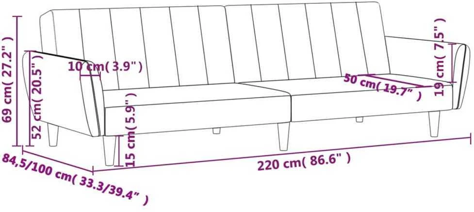Dvivietė sofa-lova, tamsiai pilkos spalvos, audinys