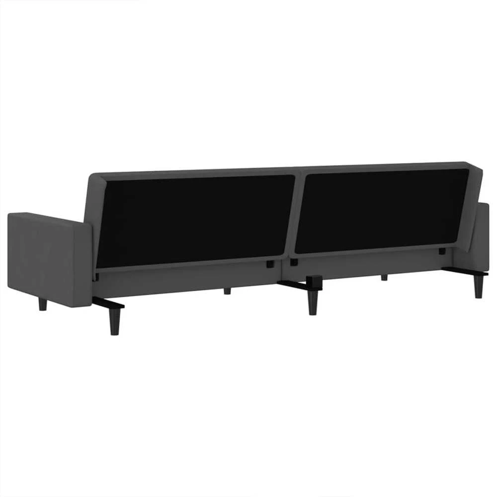 Dvivietė sofa-lova, tamsiai pilkos spalvos, aksomas