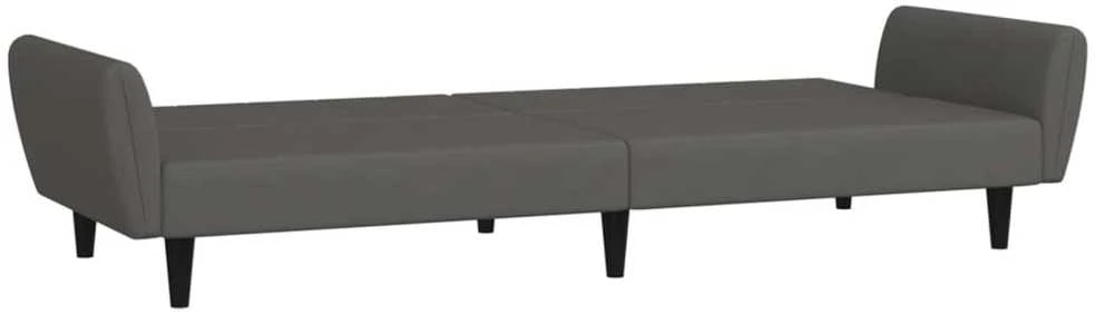 Dvivietė sofa-lova, tamsiai pilkos spalvos, aksomas