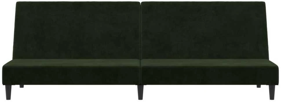 Dvivietė sofa-lova, tamsiai žalios spalvos, aksomas