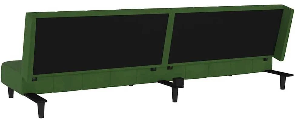 Dvivietė sofa-lova, tamsiai žalios spalvos, aksomas
