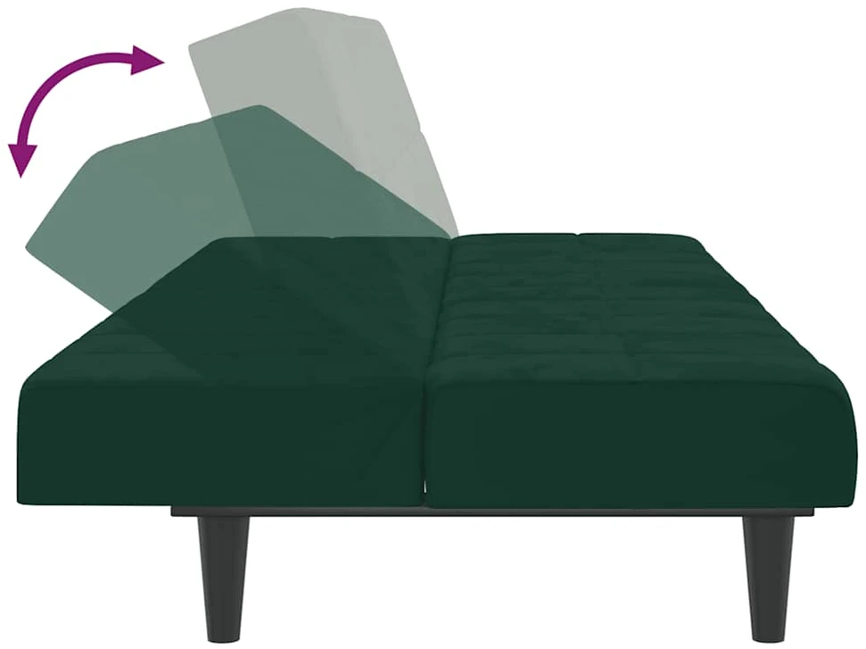 Dvivietė sofa-lova, tamsiai žalios spalvos, aksomas