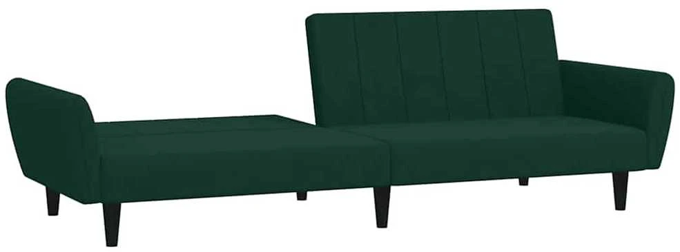 Dvivietė sofa-lova, tamsiai žalios spalvos, aksomas