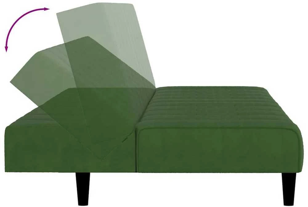 Dvivietė sofa-lova, tamsiai žalios spalvos, aksomas