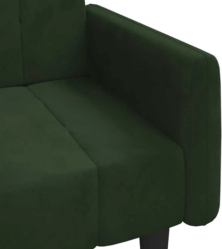 Dvivietė sofa-lova, tamsiai žalios spalvos, aksomas
