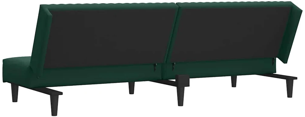 Dvivietė sofa-lova, tamsiai žalios spalvos, aksomas