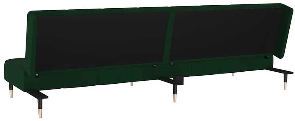 Dvivietė sofa-lova, tamsiai žalios spalvos, aksomas