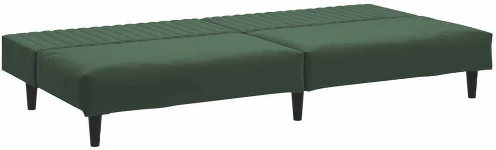 Dvivietė sofa-lova, tamsiai žalios spalvos, aksomas