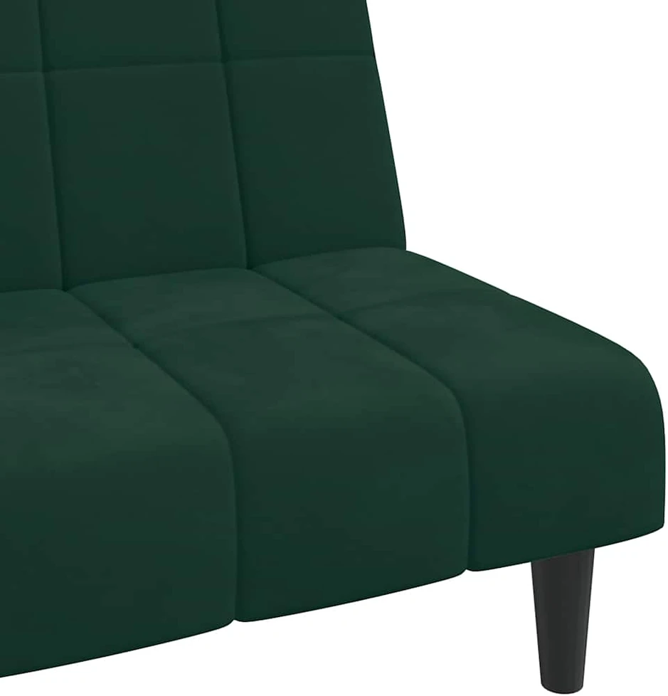 Dvivietė sofa-lova, tamsiai žalios spalvos, aksomas