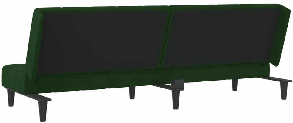 Dvivietė sofa-lova, tamsiai žalios spalvos, aksomas