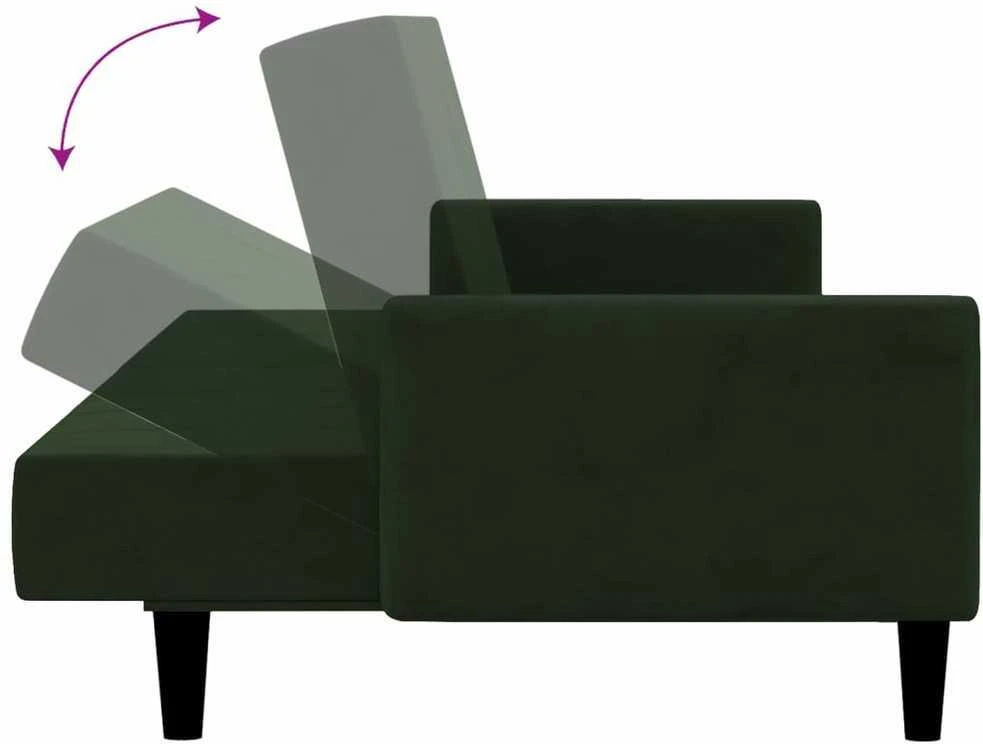 Dvivietė sofa-lova, tamsiai žalios spalvos, aksomas