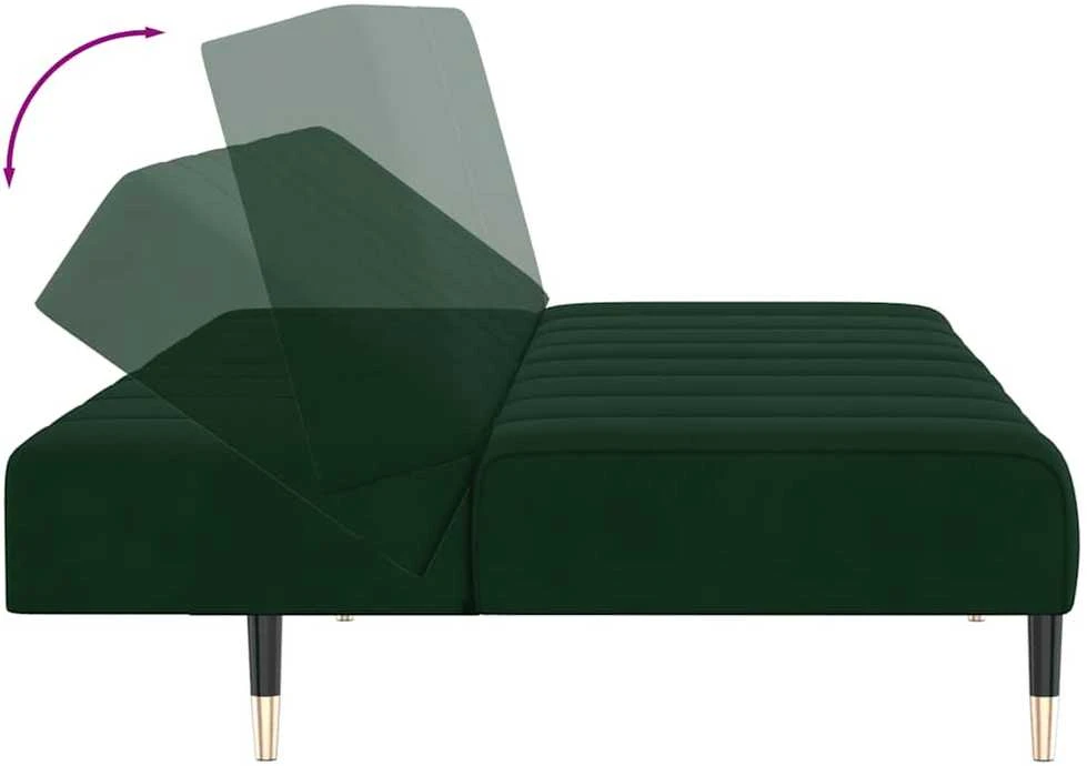 Dvivietė sofa-lova, tamsiai žalios spalvos, aksomas
