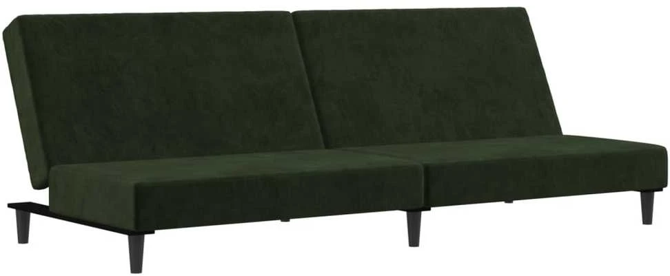 Dvivietė sofa-lova, tamsiai žalios spalvos, aksomas