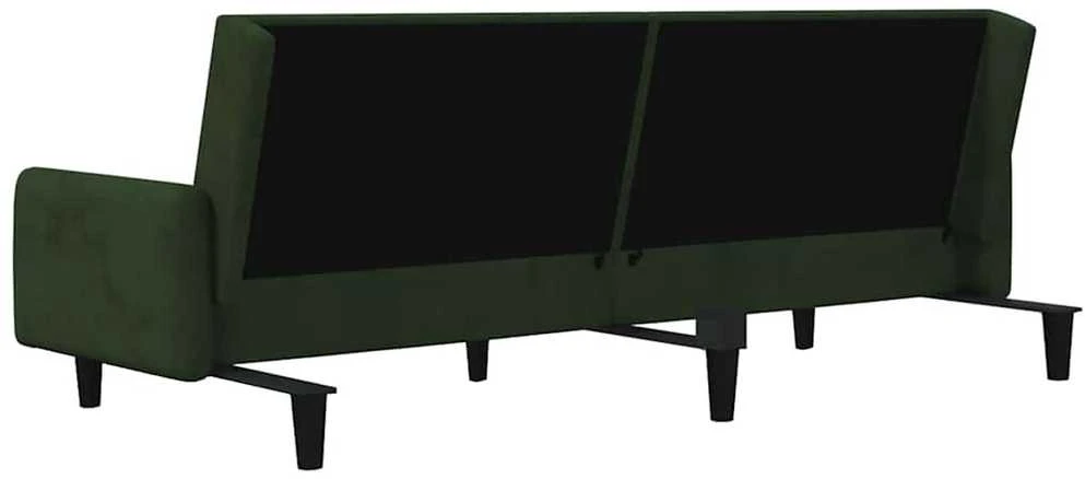Dvivietė sofa-lova, tamsiai žalios spalvos, aksomas