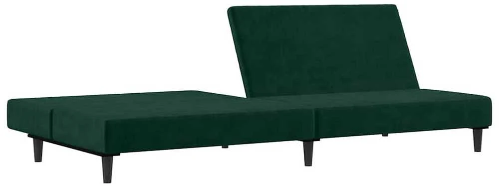 Dvivietė sofa-lova, tamsiai žalios spalvos, aksomas