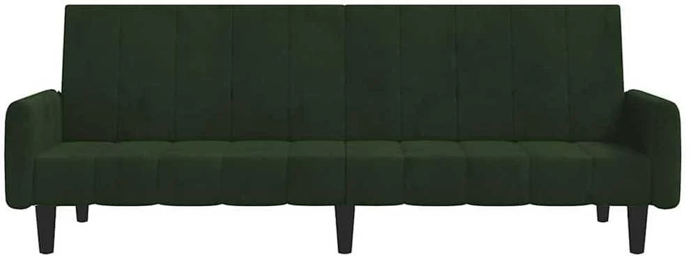 Dvivietė sofa-lova, tamsiai žalios spalvos, aksomas