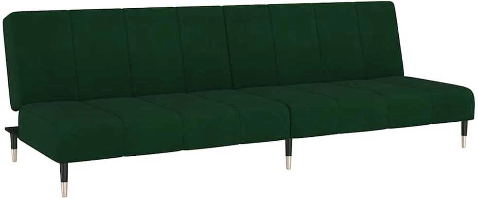 Dvivietė sofa-lova, tamsiai žalios spalvos, aksomas