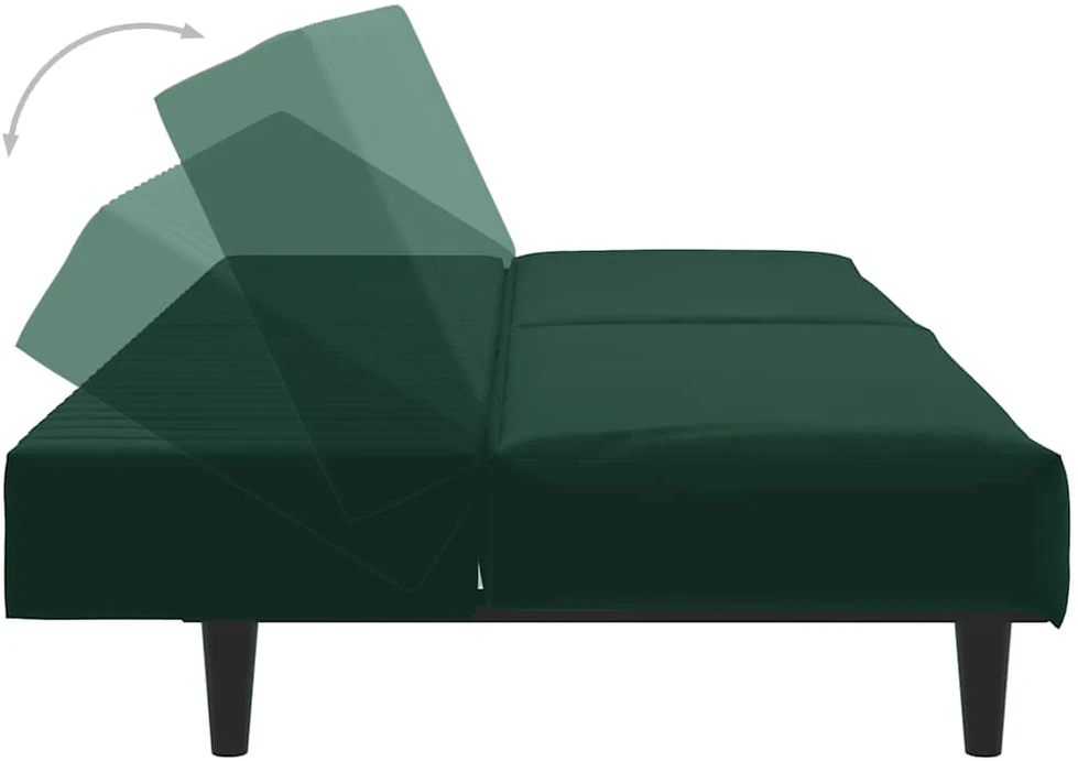 Dvivietė sofa-lova, tamsiai žalios spalvos, aksomas