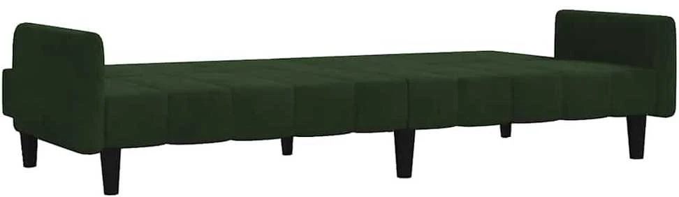 Dvivietė sofa-lova, tamsiai žalios spalvos, aksomas