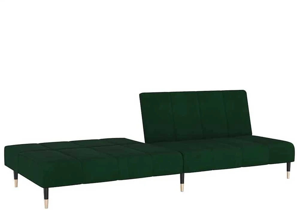 Dvivietė sofa-lova, tamsiai žalios spalvos, aksomas