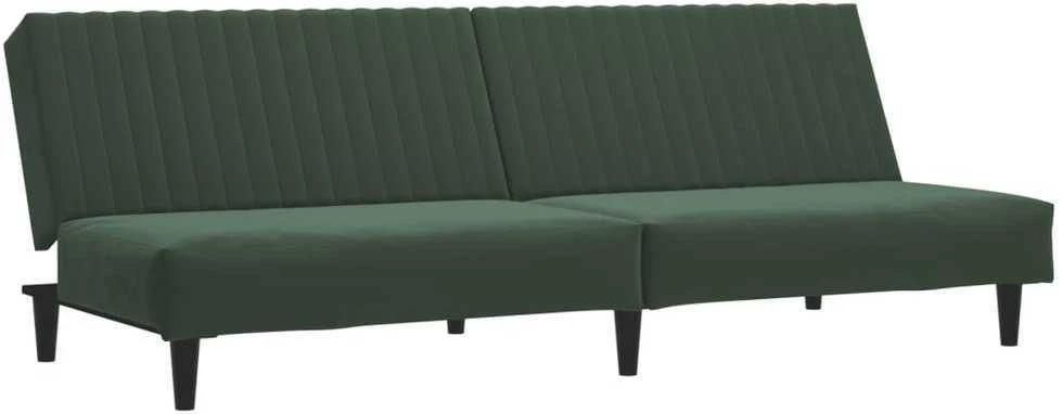 Dvivietė sofa-lova, tamsiai žalios spalvos, aksomas