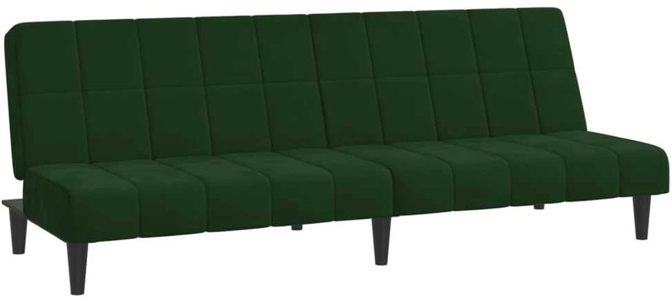 Dvivietė sofa-lova, tamsiai žalios spalvos, aksomas
