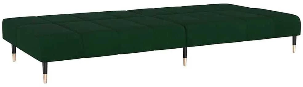 Dvivietė sofa-lova, tamsiai žalios spalvos, aksomas