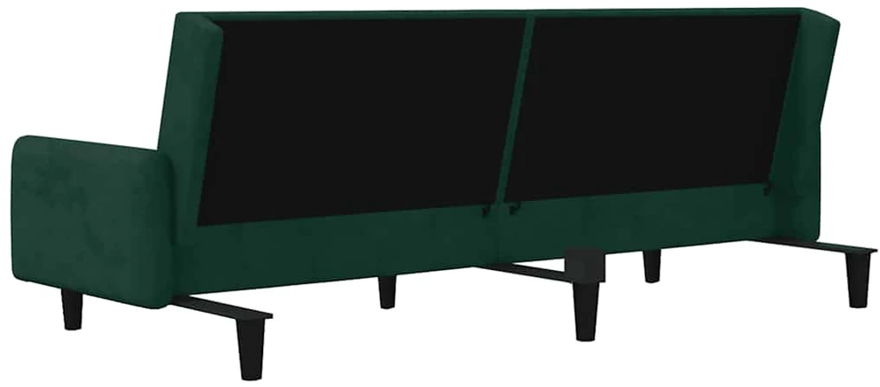Dvivietė sofa-lova, tamsiai žalios spalvos, aksomas