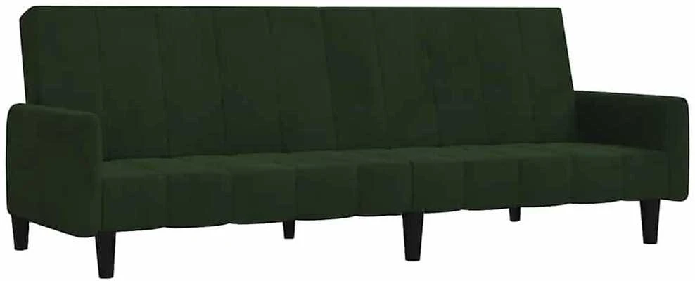 Dvivietė sofa-lova, tamsiai žalios spalvos, aksomas