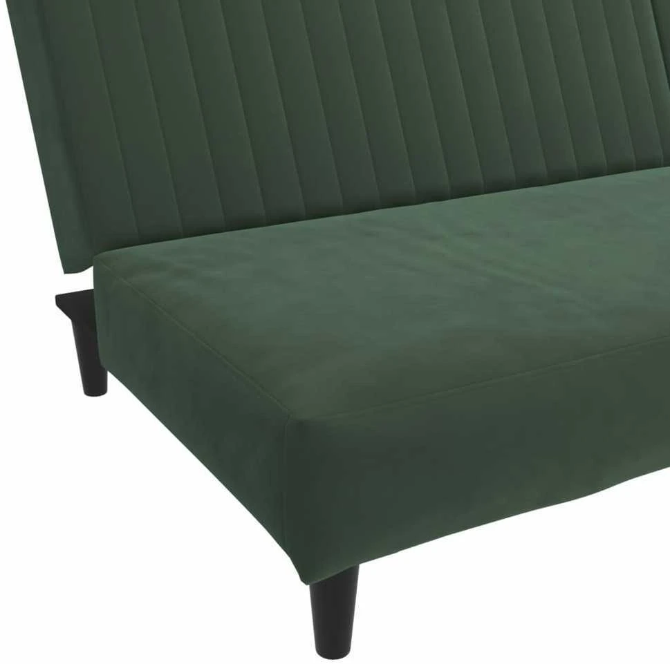Dvivietė sofa-lova, tamsiai žalios spalvos, aksomas