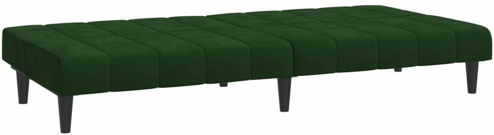Dvivietė sofa-lova, tamsiai žalios spalvos, aksomas