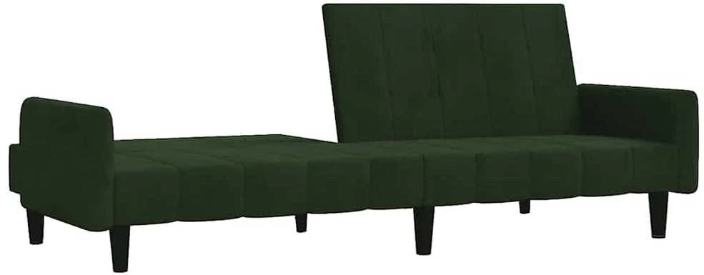 Dvivietė sofa-lova, tamsiai žalios spalvos, aksomas