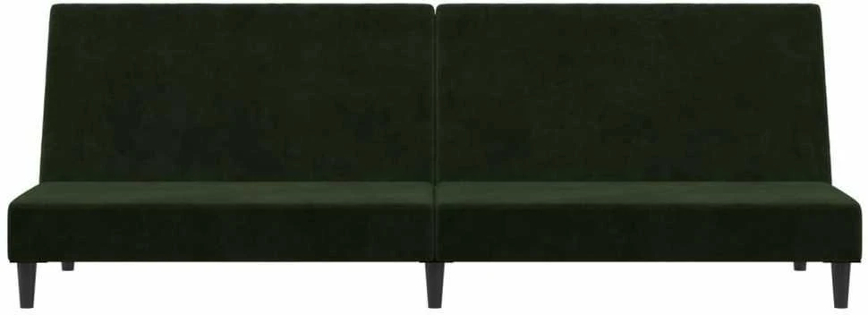 Dvivietė sofa-lova, tamsiai žalios spalvos, aksomas