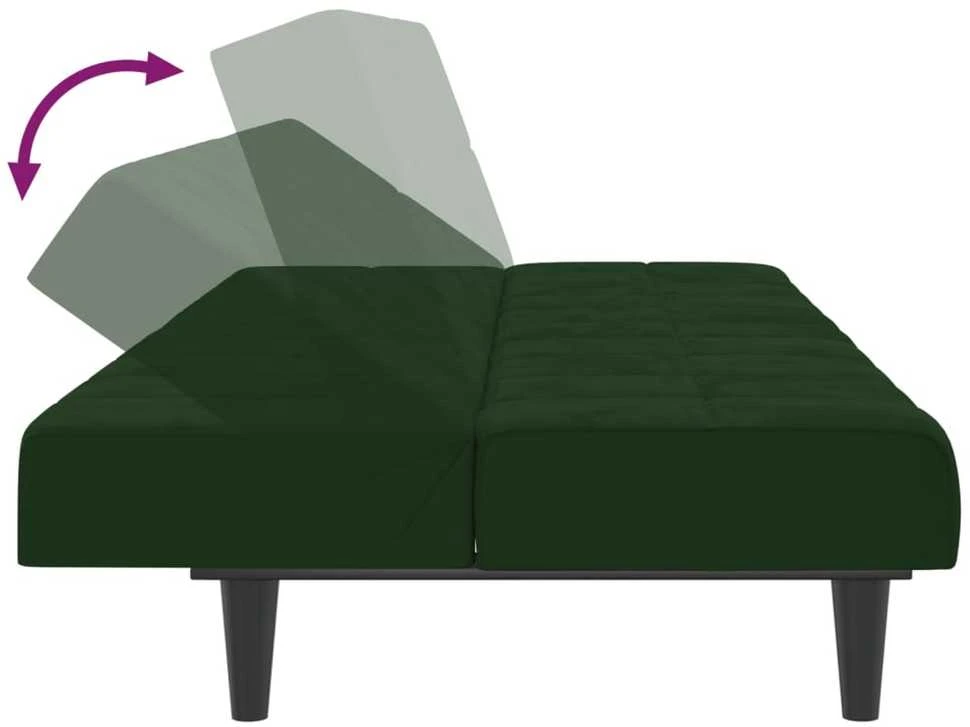 Dvivietė sofa-lova, tamsiai žalios spalvos, aksomas