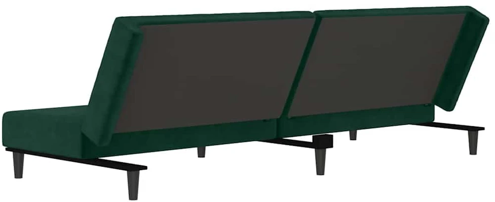 Dvivietė sofa-lova, tamsiai žalios spalvos, aksomas