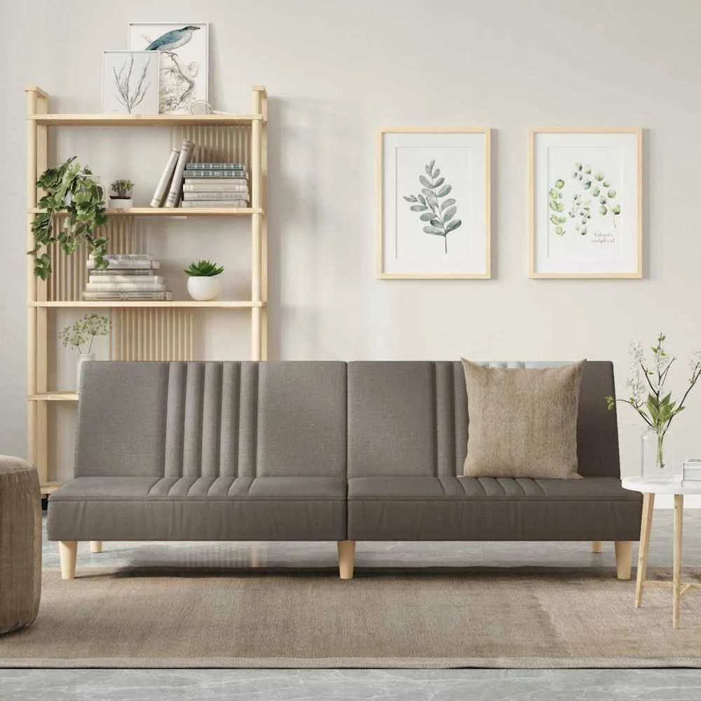 Dvivietė sofa-lova, taupe spalvos, audinys