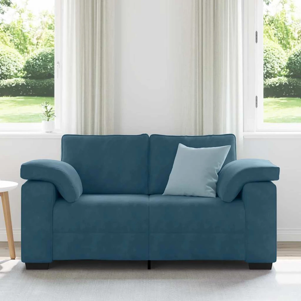 Dvivietė sofa, mėlyna, 160x77x82 cm, aksomas