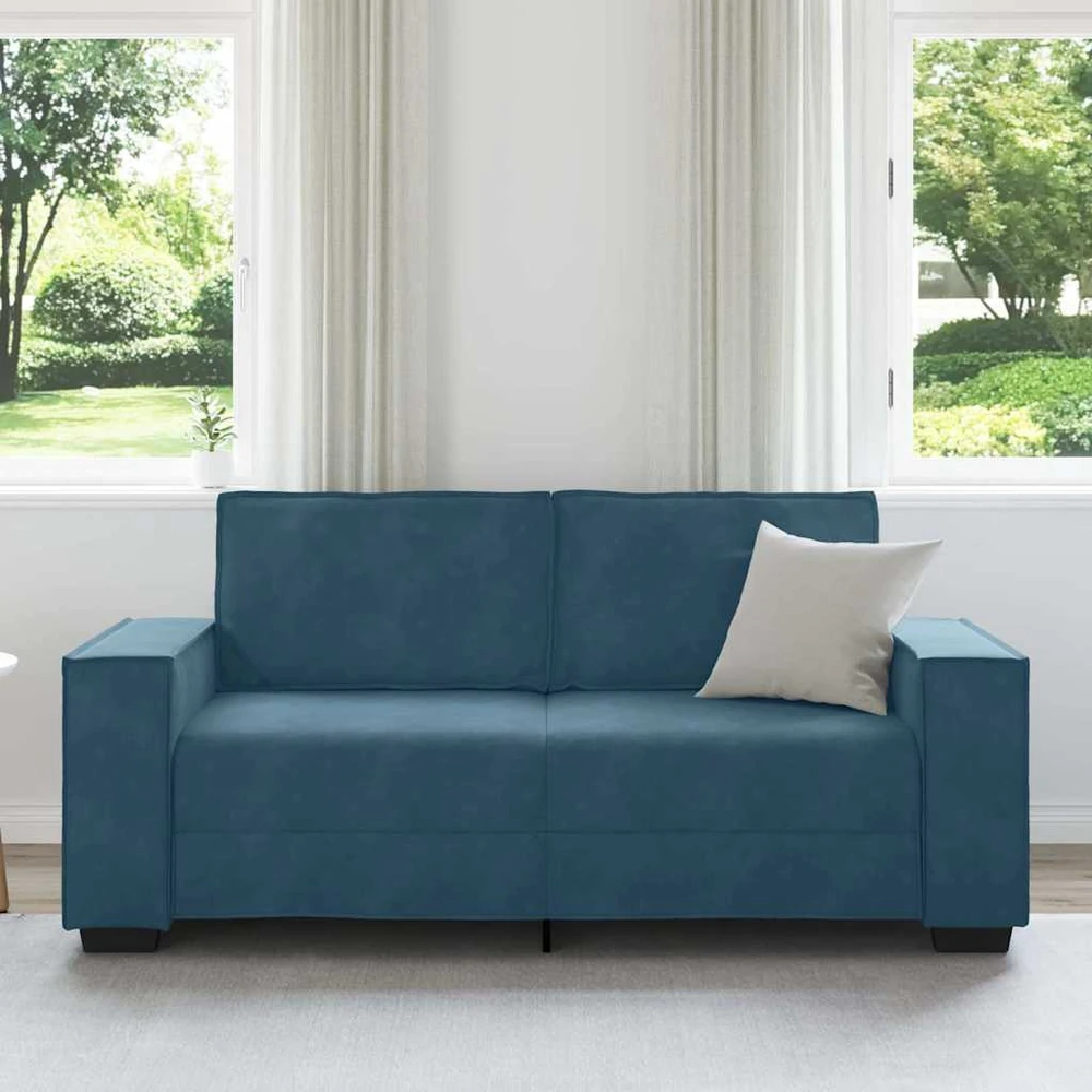 Dvivietė sofa, mėlyna, 180x78x84 cm, aksomas