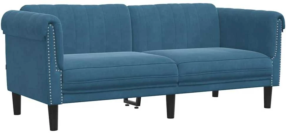 Dvivietė sofa, mėlynos spalvos, aksomas