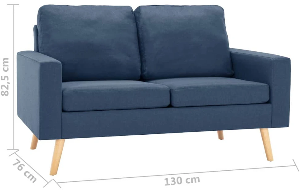 Dvivietė sofa, mėlynos spalvos, audinys