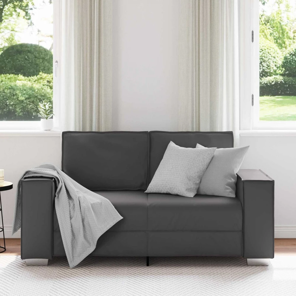 Dvivietė sofa Pilka 160 cm Dirbtinė oda