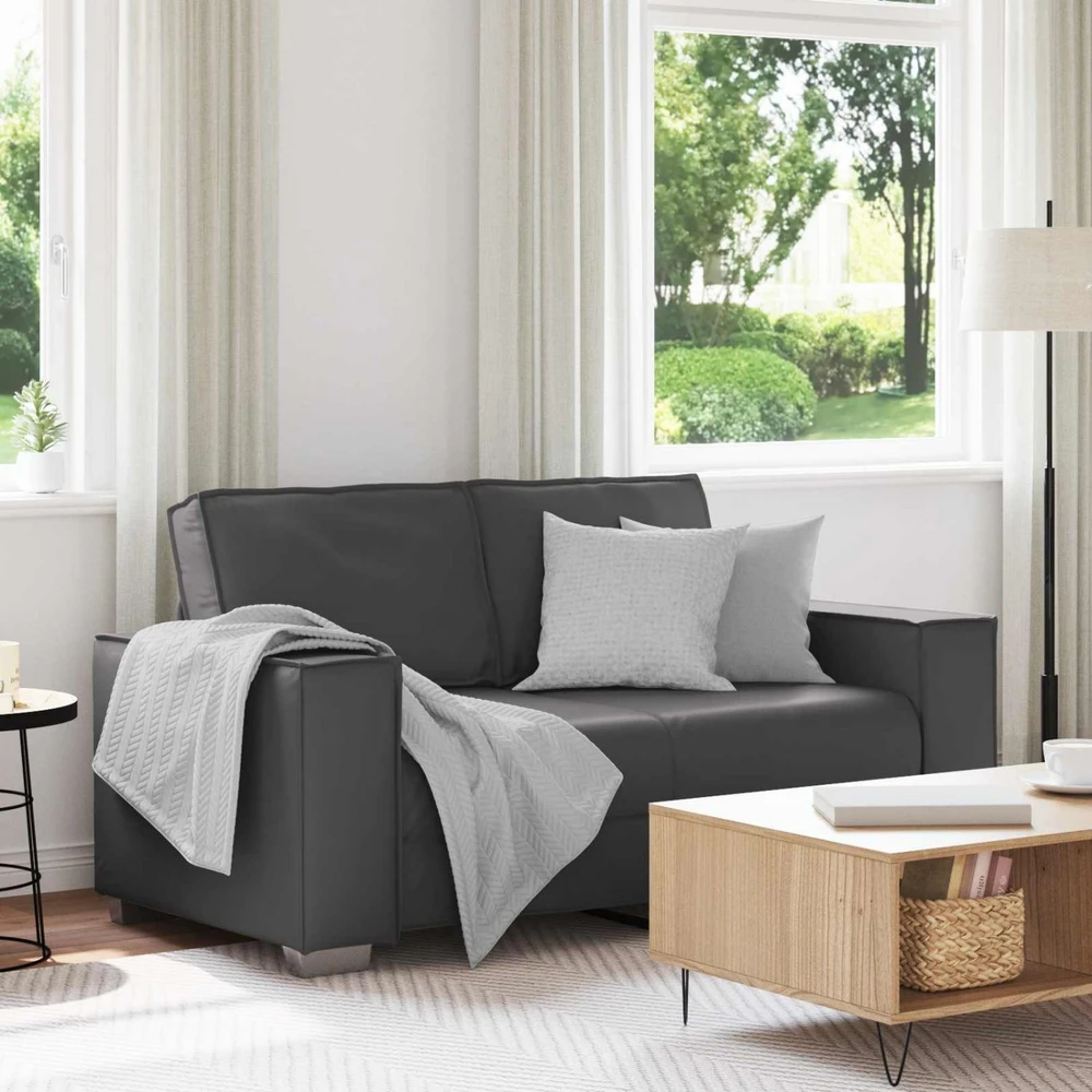 Dvivietė sofa Pilka 160 cm Dirbtinė oda