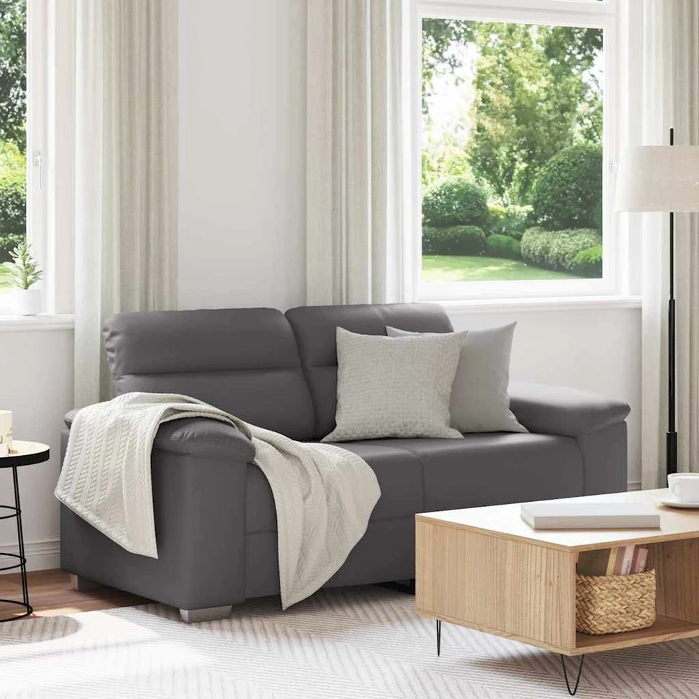 Dvivietė sofa, pilka, 160x81x84 cm, dirbtinė oda