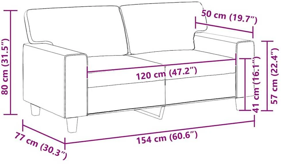 Dvivietė sofa, pilkos spalvos, 120cm, dirbtinė oda