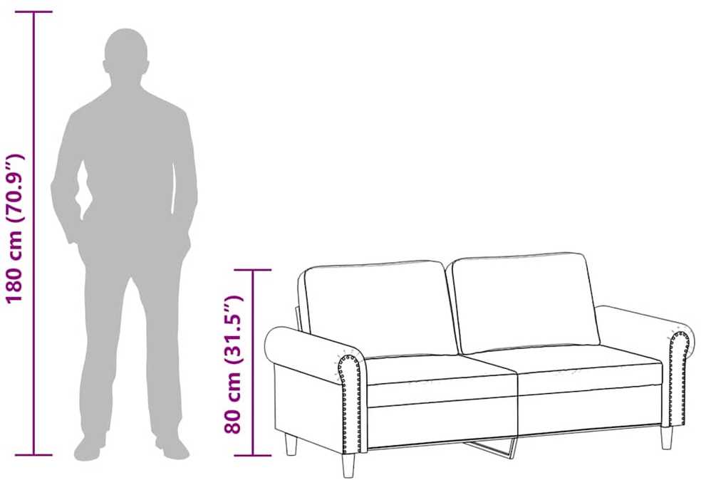 Dvivietė sofa, pilkos spalvos, 140cm, dirbtinė oda