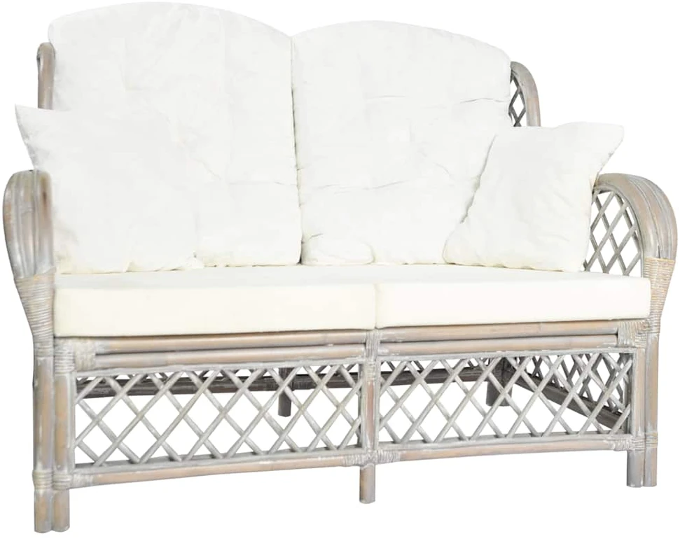 Dvivietė sofa, pilkos spalvos, ratanas