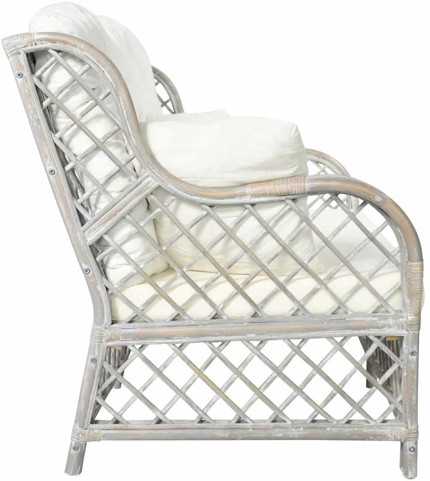 Dvivietė sofa, pilkos spalvos, ratanas