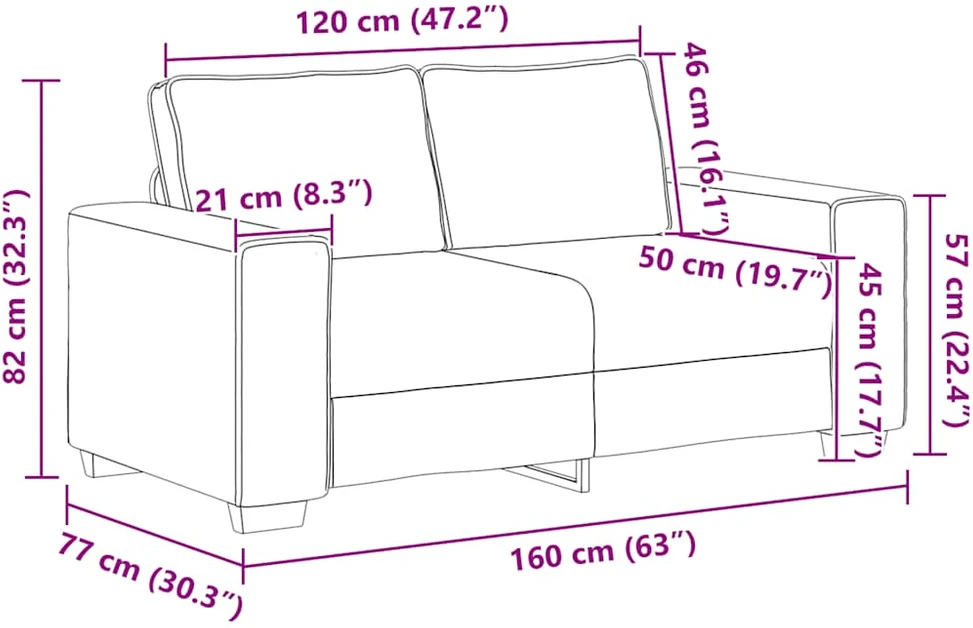 Dvivietė sofa, raudonai oranžinė, 160x77x82 cm, velvetas, audinys