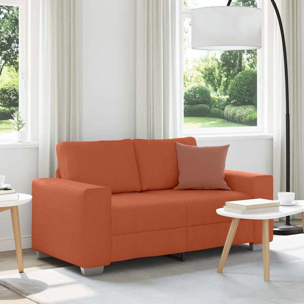 Dvivietė sofa, raudonai oranžinė, 160x77x82 cm, velvetas, audinys
