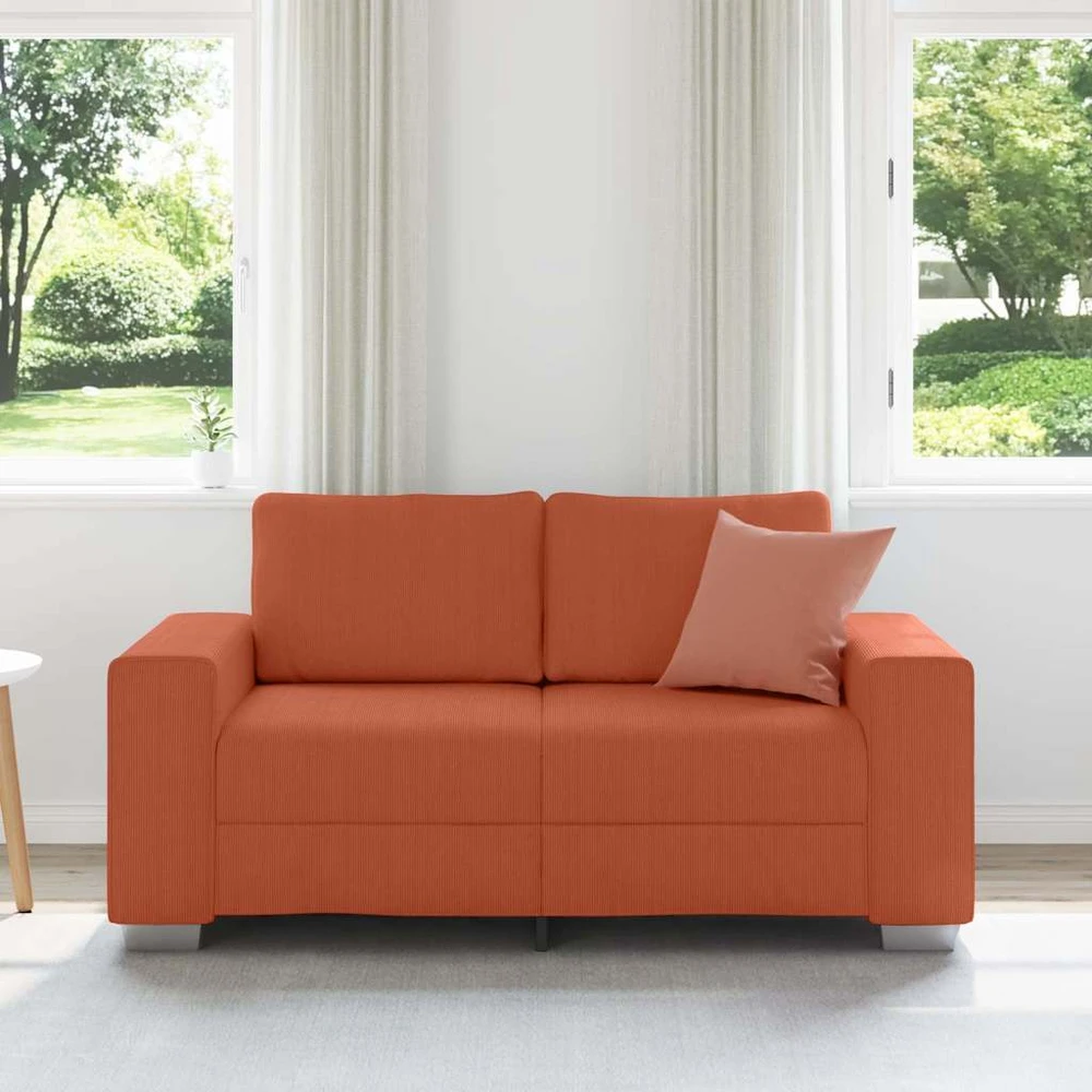 Dvivietė sofa, raudonai oranžinė, 160x77x82 cm, velvetas, audinys
